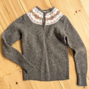 RARE Vintage Susan Bristol Fair Isle Wool Sweater Marled Brown Size 38 XS/S